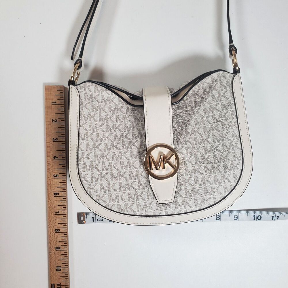 Michael Kors Women’s Crossbody Bag Small Beige Gabby Logo Print Hobo MK & Wallet - Picture 9 of 16